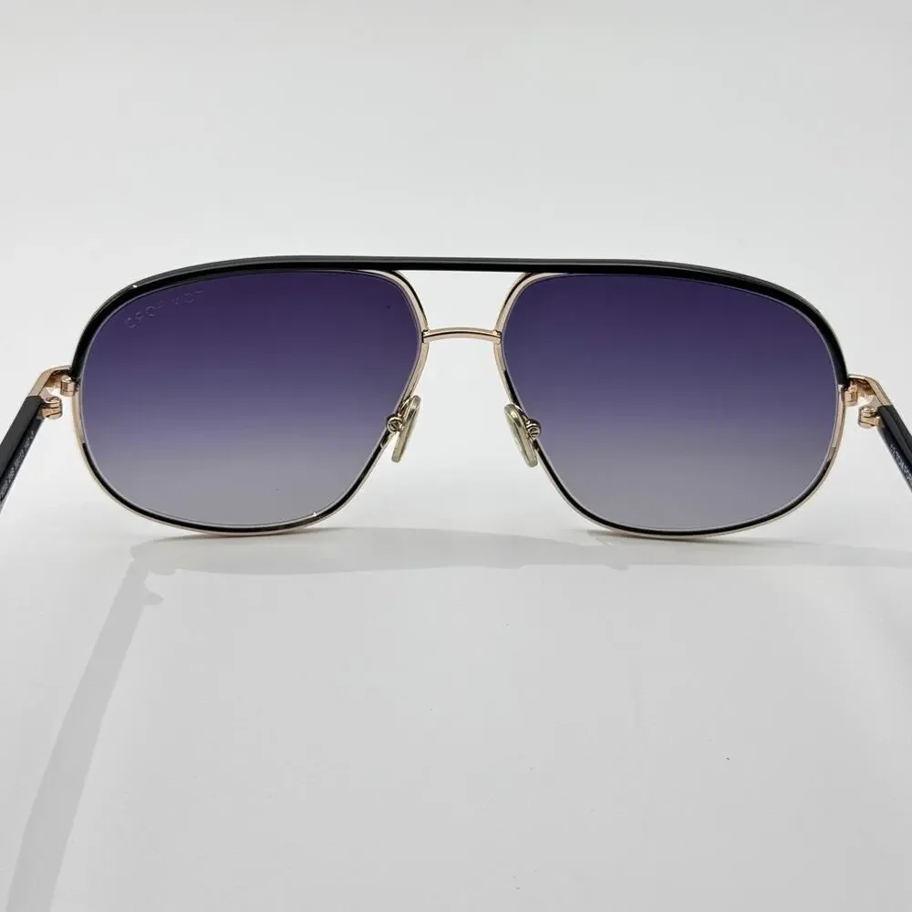 Tom Ford Sunglasses Maxwell TF1019 28B Black Gold Aviator Frame Gray Gradient